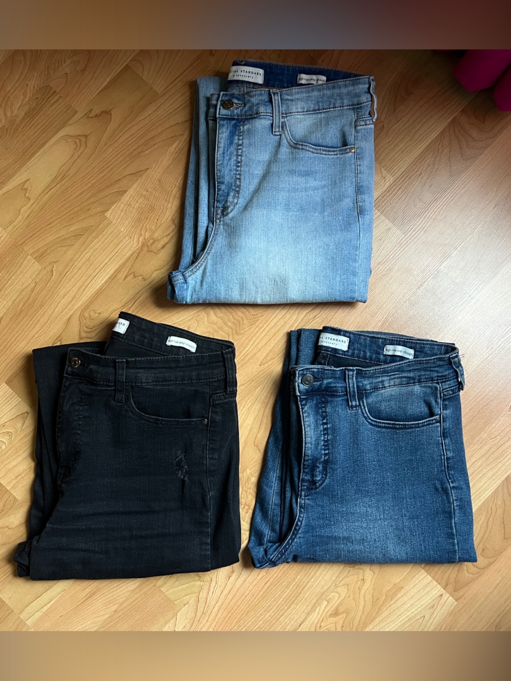 3 Pairs High Rise Straight Leg Jeans